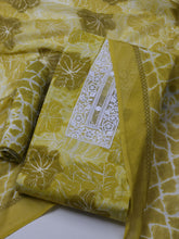 Patch Neck Cotton Blend Unstitched Suit With Dupatta